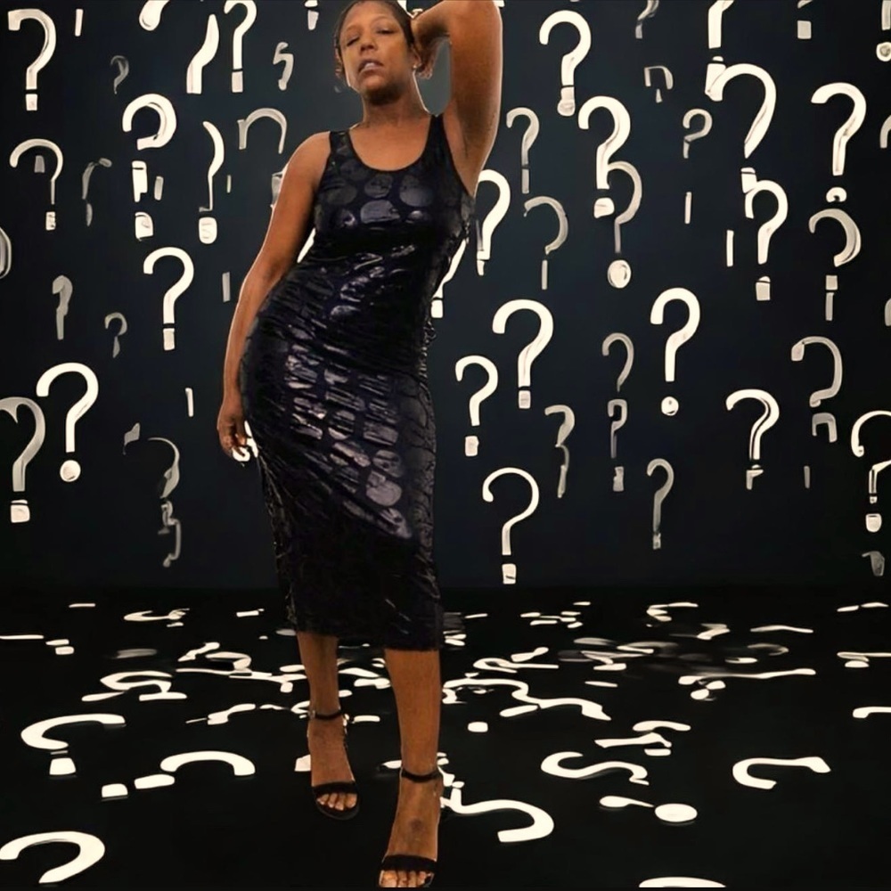 Iron Fist Black Skull Print Sheath Midi Dress